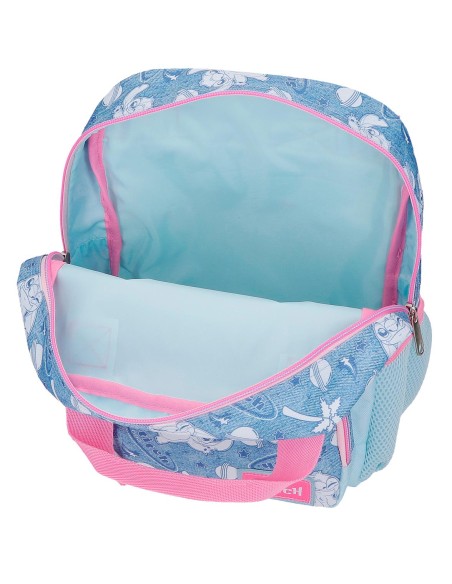 MOCHILA ADAP. 28CM. C/CARRO. STITCH HEARTS